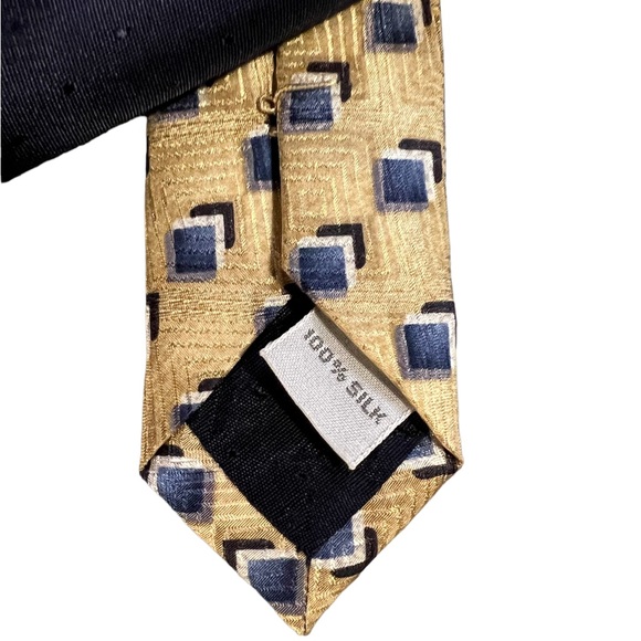 Men’s Pierre Cardin yellow & blue geometric tie - Picture 4 of 6